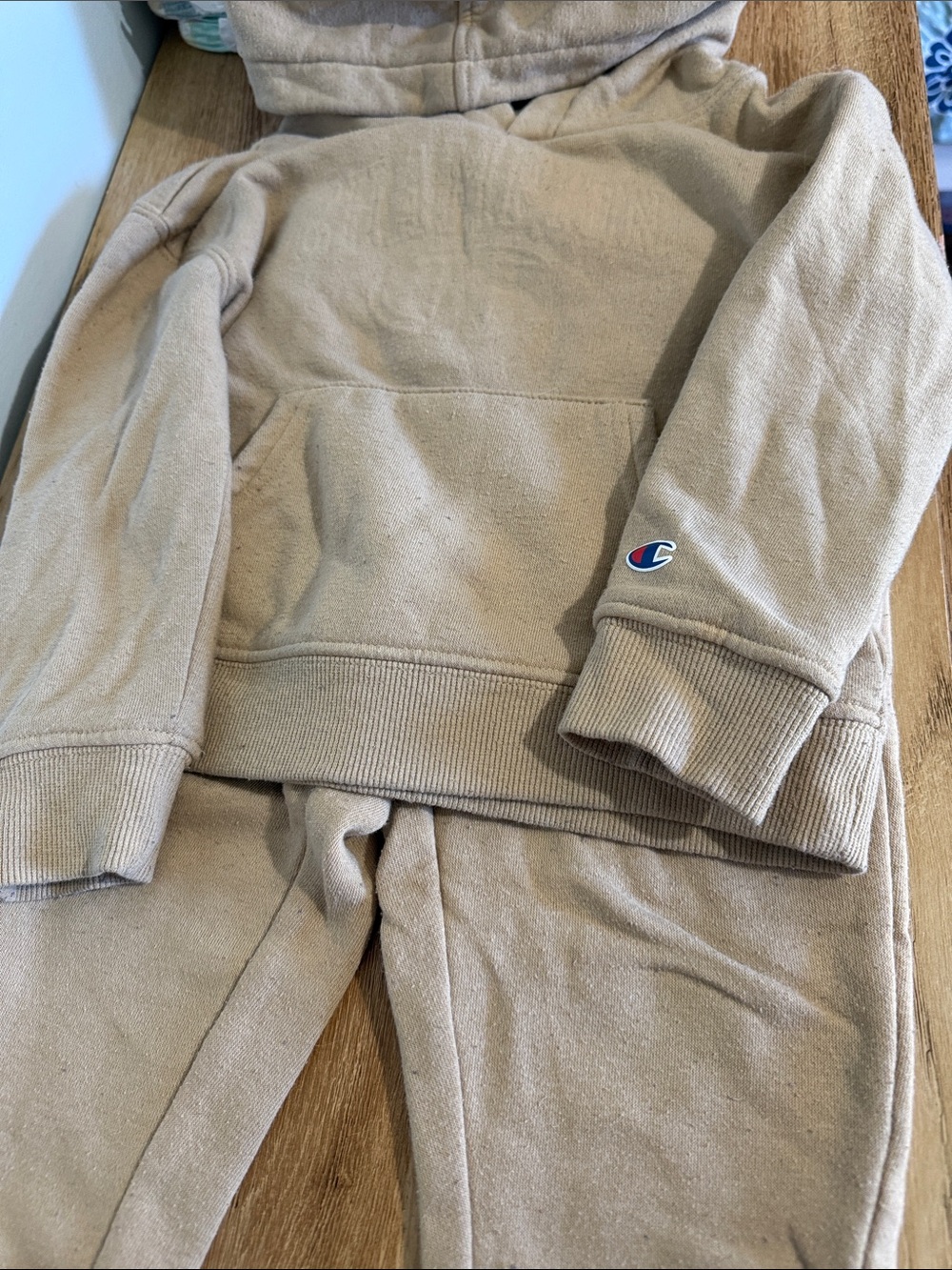 Champion Kids Tan Hoodie & Sweatpants Set - Neutral Beige Cozy Loungewear